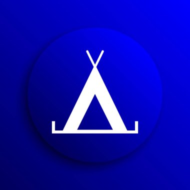 Çadır simgesi. Mavi arka plan Internet düğmesini