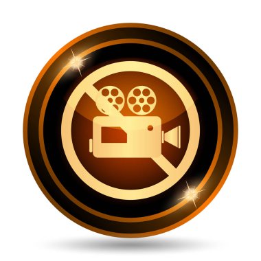 Yasak video kamera simgesi. Beyaz arka plan üzerinde Internet düğmesi