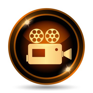 Video kamera simgesi. Beyaz arka plan üzerinde Internet düğmesi