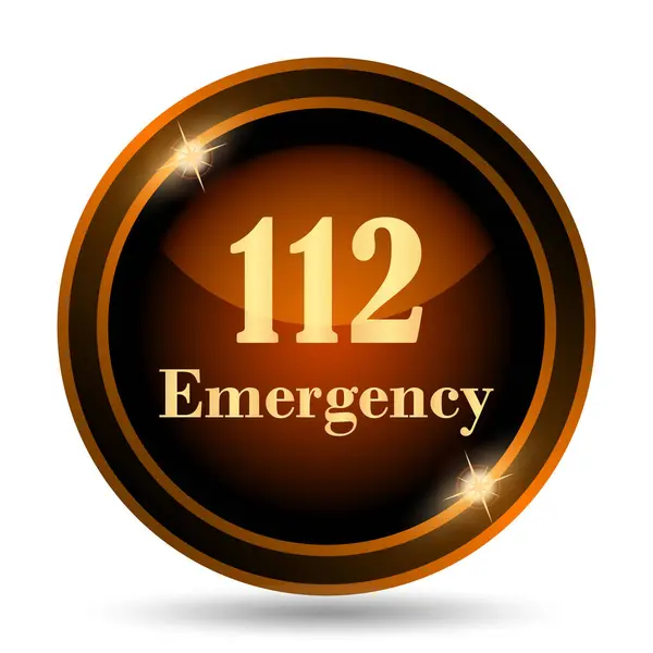 112 Emergency Pictogram Internet Knop Witte Achtergrond — Stockfoto