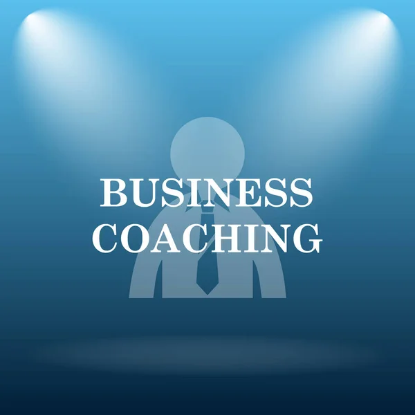 ビジネス コーチング アイコン 青色の背景のインター ネット ボタン — ストック写真