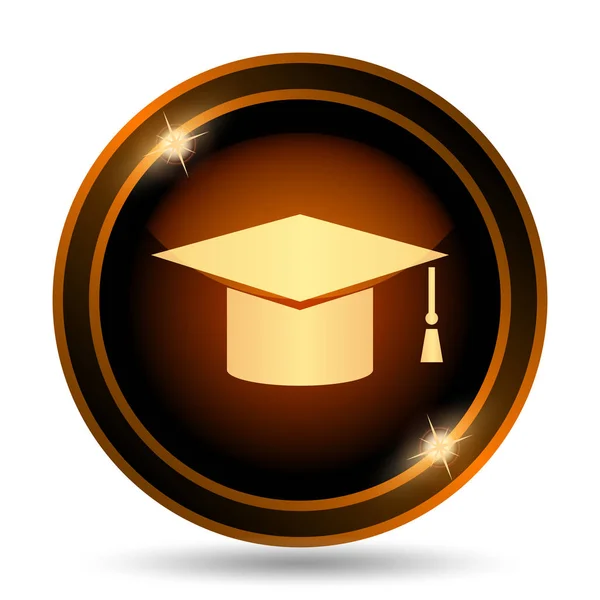 Graduation Icon Internet Button White Background — Stock Photo, Image