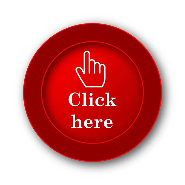 Haga Clic Aquí Icono Botón Internet Sobre Fondo Blanco — Foto de Stock
