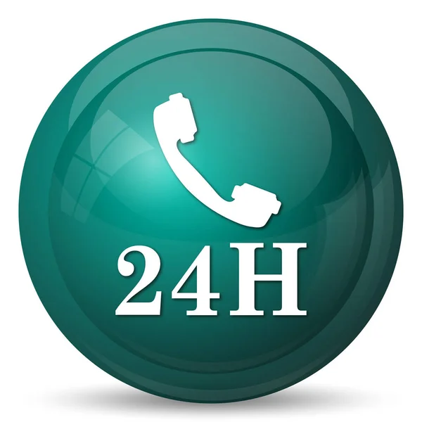 24H Phone Icon Internet Button White Background — Stock Photo, Image