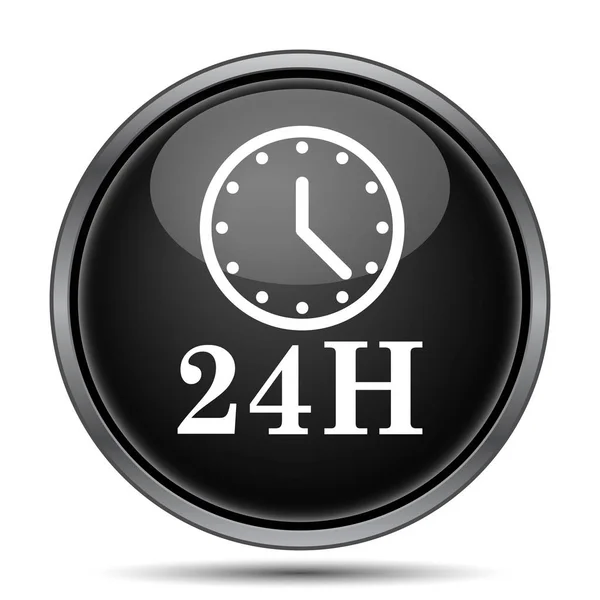 24H Εικονίδιο Ρολογιού Κουμπί Internet Άσπρο Φόντο — Φωτογραφία Αρχείου