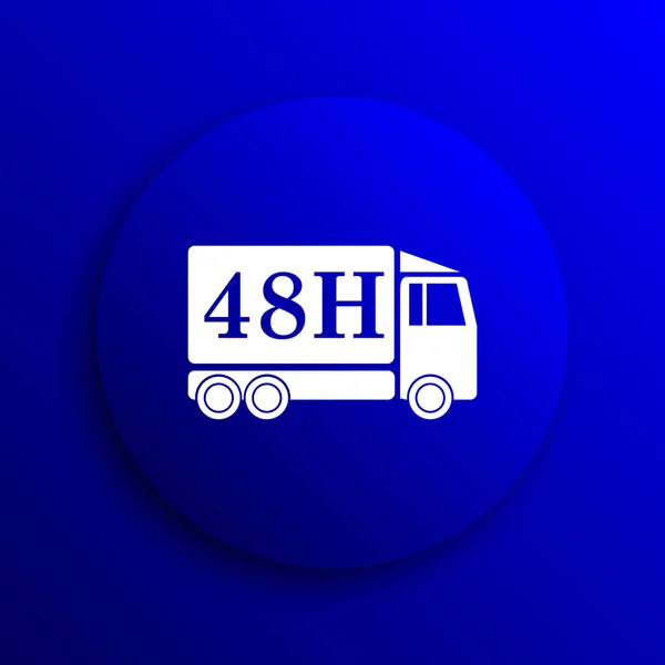 48H Teslimat Kamyonu Simgesi Mavi Arka Plan Internet Düğmesini — Stok fotoğraf