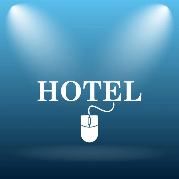 Hotel Ikon Internet Knappen Blå Bakgrund — Stockfoto