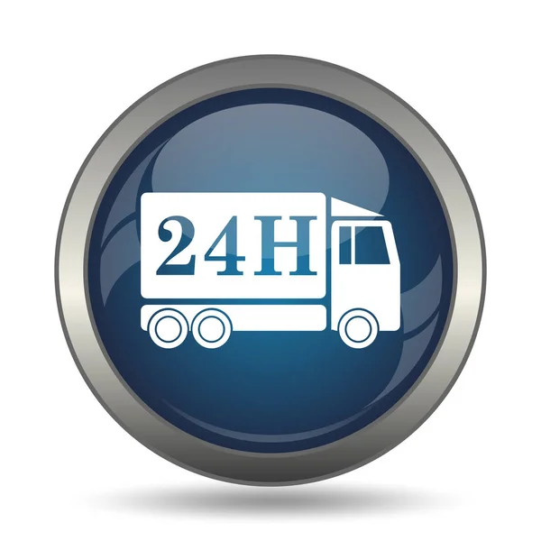 Ícone Caminhão Entrega 24H Botão Internet Fundo Branco — Fotografia de Stock