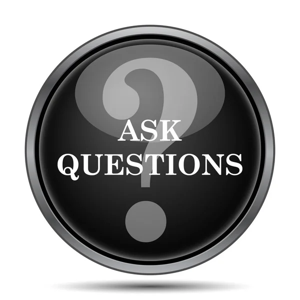 Faça Perguntas Ícone Botão Internet Fundo Branco — Fotografia de Stock