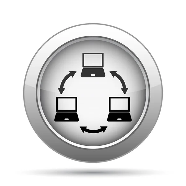 Computer Network Icon Internet Button White Background — Stock Photo, Image