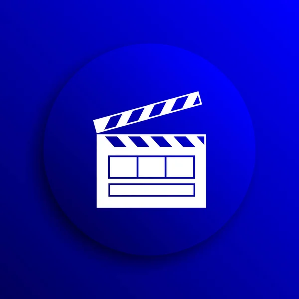 ムービーのアイコン 青色の背景のインター ネット ボタン — ストック写真