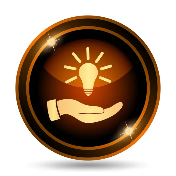 Hand Holding Lightbulb Idea Icon Internet Button White Background — Stock Photo, Image