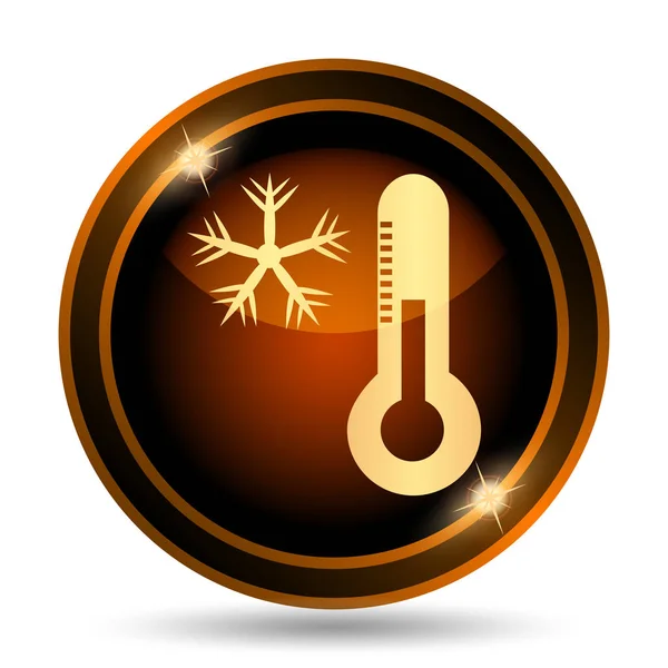 Hópehely Hőmérő Ikonnal Internet Gomb Fehér Háttér — Stock Fotó