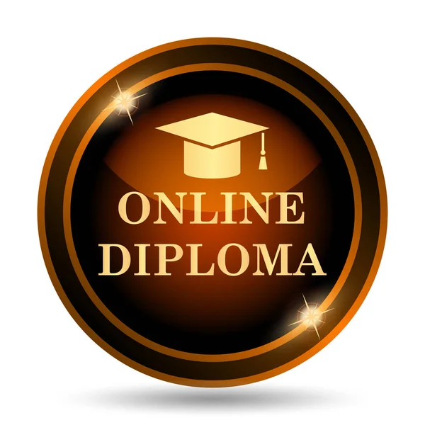 Icono de diploma en línea — Foto de Stock