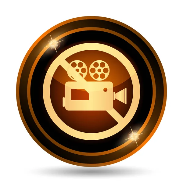 Yasak video kamera simgesi. Beyaz arka plan üzerinde Internet düğmesi