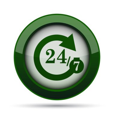 24/7 simgesi. Beyaz arka plan üzerinde Internet düğmesi.