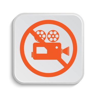 Yasak video kamera simgesi. Beyaz arka plan üzerinde Internet düğmesi