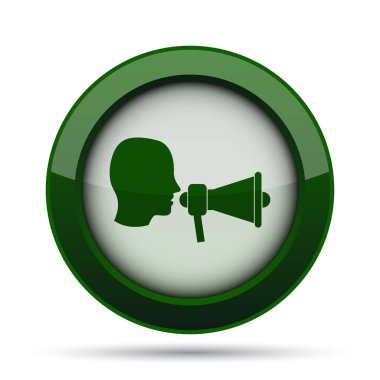 Megafon simgesi. Beyaz arka plan üzerinde Internet düğmesi.