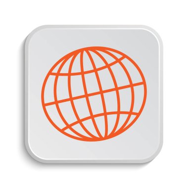 Küre simgesi. Beyaz arka plan üzerinde Internet düğmesi