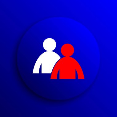 Danışmanlık simgesi. Mavi arka plan Internet düğmesini