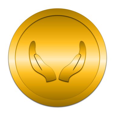 Eller simgesini korumak. Beyaz arka plan üzerinde Internet düğmesi.