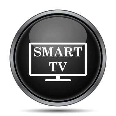 Akıllı tv simgesi. Beyaz arka plan üzerinde Internet düğmesi