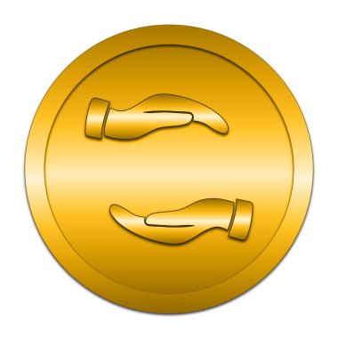 Eller simgesini korumak. Beyaz arka plan üzerinde Internet düğmesi.