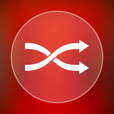 Shuffle simgesi. Internet düğmesini kırmızı zemin üzerine