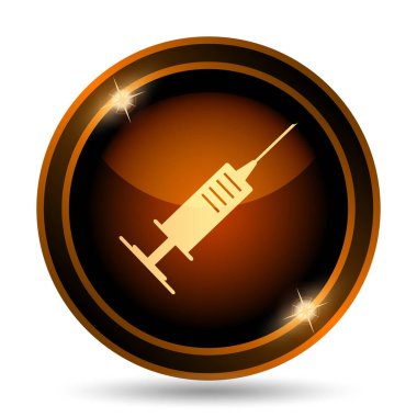 Şırınga simgesi. Beyaz arka plan üzerinde Internet düğmesi