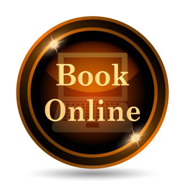 Kitap online simgesi. Beyaz arka plan üzerinde Internet düğmesi