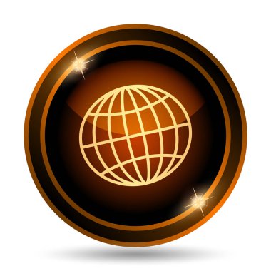 Küre simgesi. Beyaz arka plan üzerinde Internet düğmesi