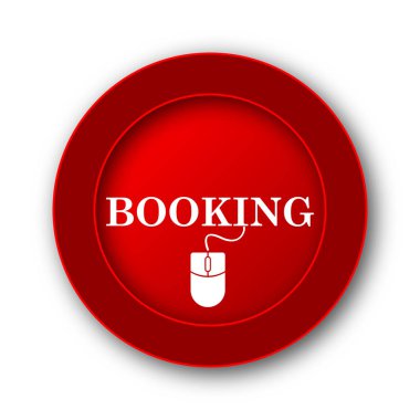 Rezervasyon simgesi. Beyaz arka plan üzerinde Internet düğmesi.