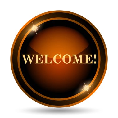 Hoş geldiniz simgesi. Beyaz arka plan üzerinde Internet düğmesi