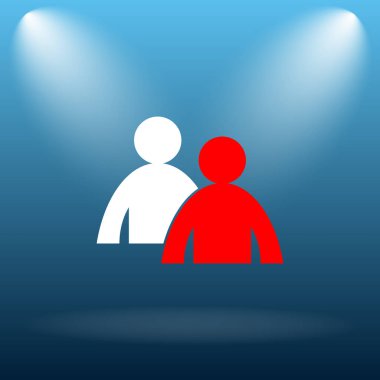 Danışmanlık simgesi. Mavi arka plan Internet düğmesini.