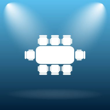 Tablo simgesi toplantı iş. Mavi arka plan Internet düğmesini.