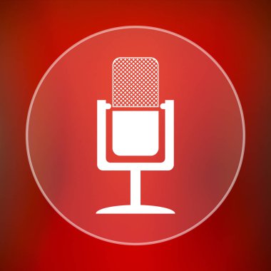 Mikrofon simgesi. Internet düğmesini kırmızı zemin üzerine