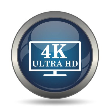 4 k ultra Hd simgesi. Beyaz arka plan üzerinde Internet düğmesi