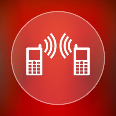 İletişim simgesi. Internet düğmesini kırmızı zemin üzerine