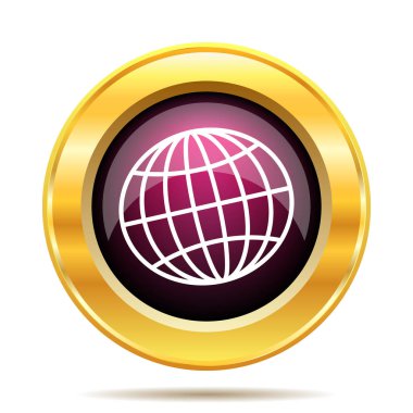 Küre simgesi. Beyaz arka plan üzerinde Internet düğmesi