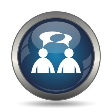 Yorumlar simgesine. Beyaz arka plan üzerinde Internet düğme. -Erkekler balon