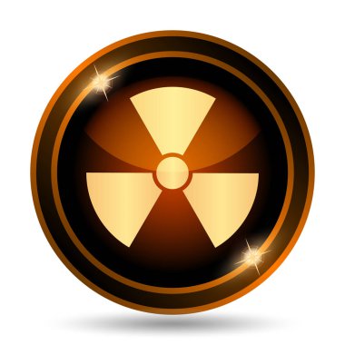 Radyasyon simgesi. Beyaz arka plan üzerinde Internet düğmesi