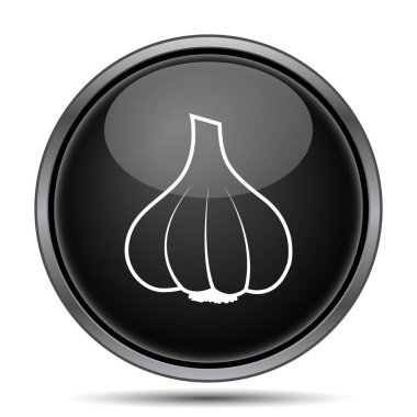 Sarımsak simgesi. Beyaz arka plan üzerinde Internet düğmesi