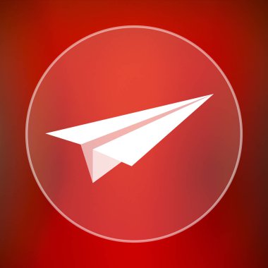 Kağıt Uçak simgesi. Internet düğmesini kırmızı zemin üzerine