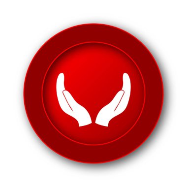 Eller simgesini korumak. Beyaz arka plan üzerinde Internet düğmesi.