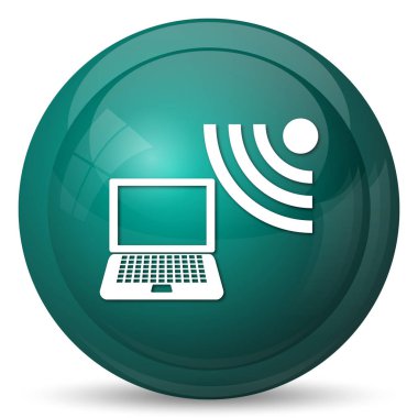 Kablosuz dizüstü simgesi. Beyaz arka plan üzerinde Internet düğmesi