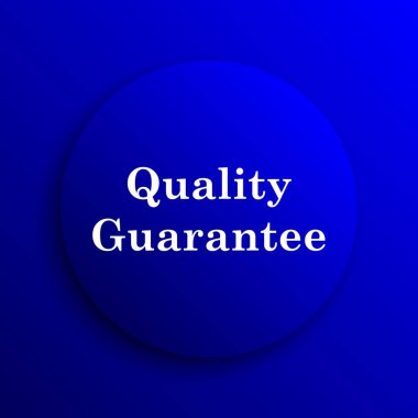 Kalite garantisi simgesi. Mavi arka plan Internet düğmesini