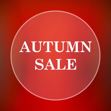 Sonbahar satış simgesi. Internet düğmesini kırmızı zemin üzerine