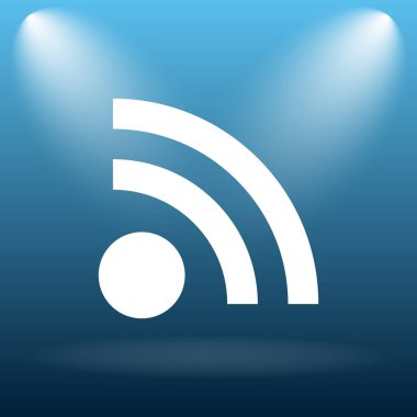 RSS işareti simgesi. Mavi arka plan Internet düğmesini.