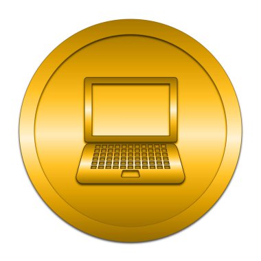 Dizüstü bilgisayar simgesi. Beyaz arka plan üzerinde Internet düğmesi.