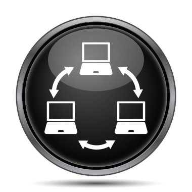 Bilgisayar ağ kutsal kişilerin resmi. Beyaz arka plan üzerinde Internet düğmesi